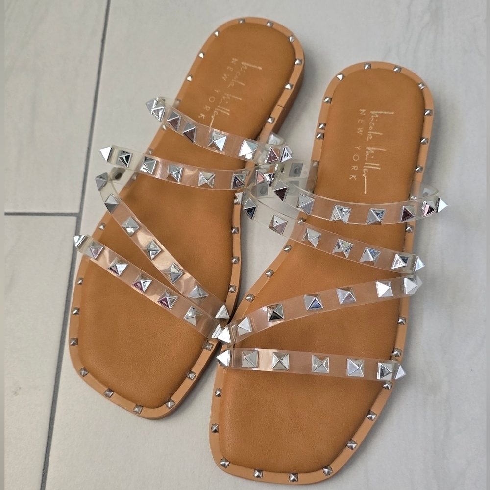 Nicolle Miller New York Clear Stud Strappy Sandals size 6